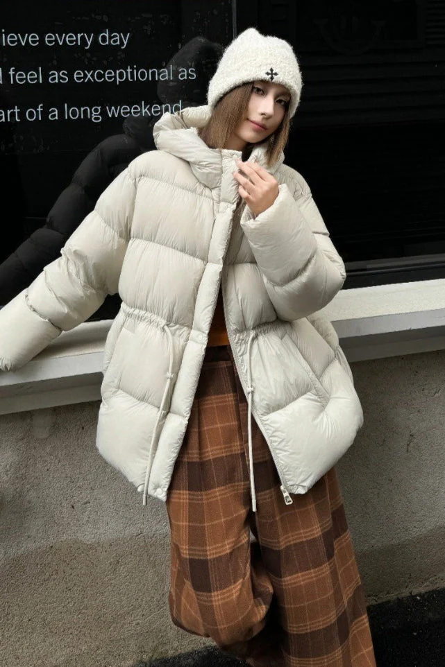Premium White Duck Down Trench Puffer Jacket - Image 8