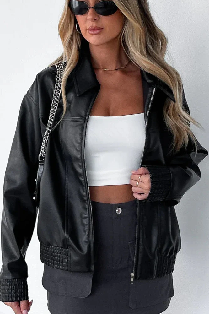 PU Leather Baseball Jacket - Image 4
