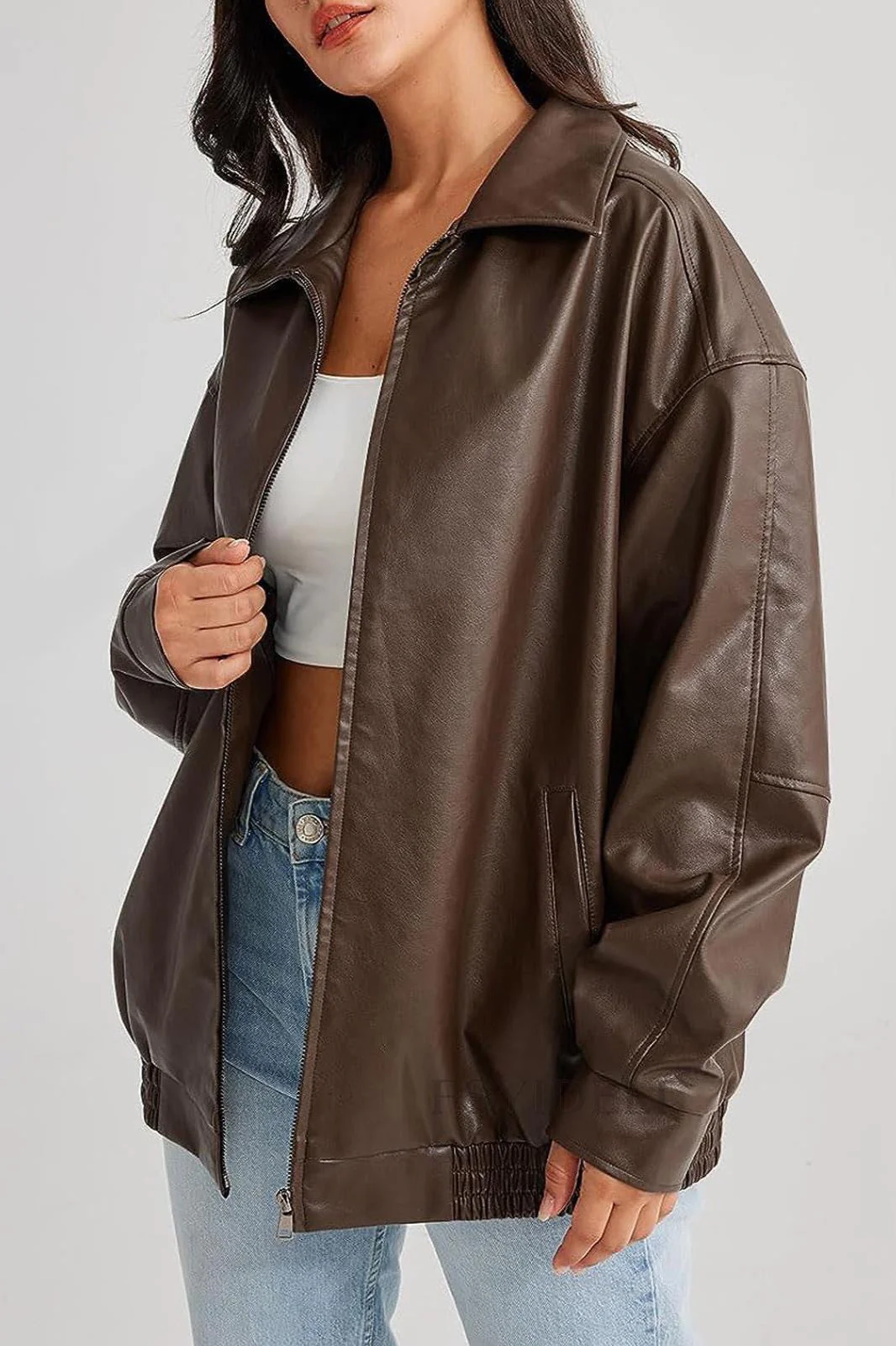 PU Leather Bomber Jacket - Image 2