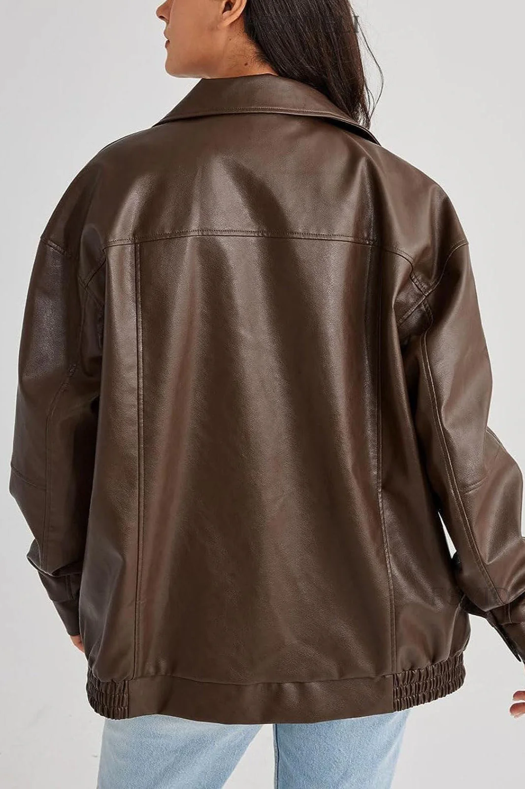 PU Leather Bomber Jacket - Image 3