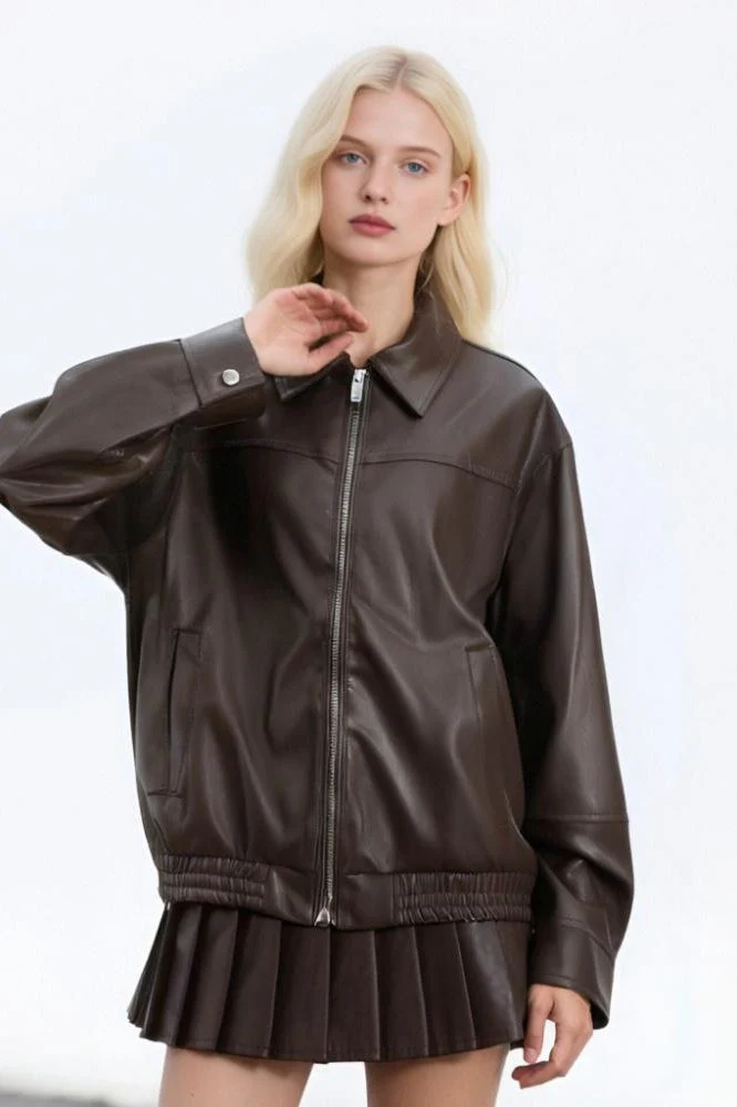 PU Leather Casual Lapel Jacket - Image 3