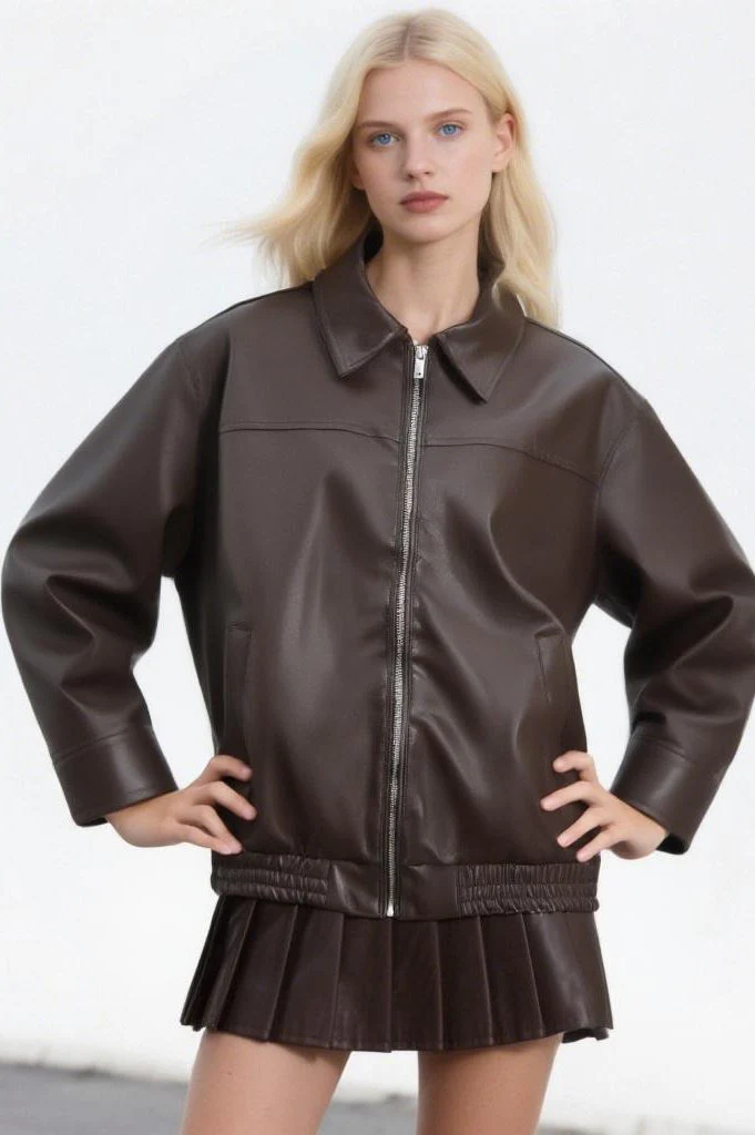 PU Leather Casual Lapel Jacket - Image 4