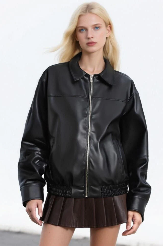 PU Leather Casual Lapel Jacket - Image 6