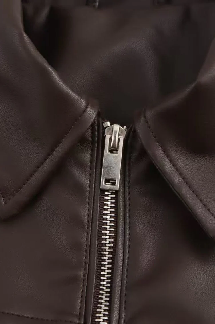 PU Leather Casual Lapel Jacket - Image 7
