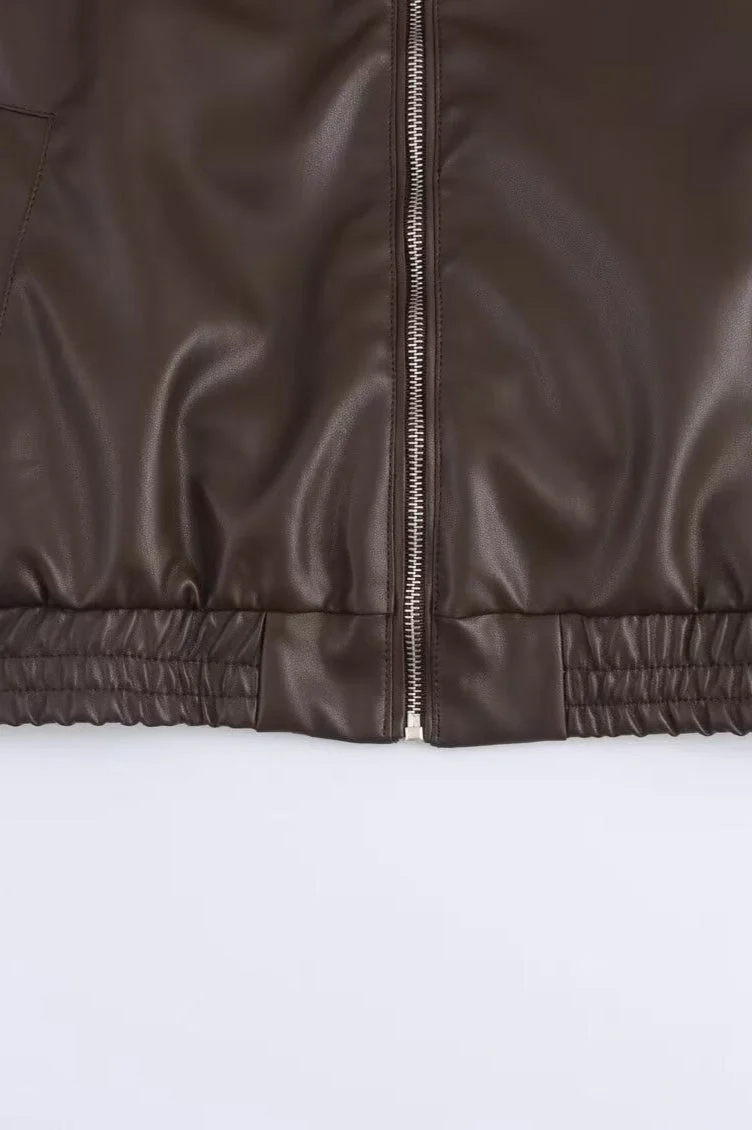 PU Leather Casual Lapel Jacket - Image 8