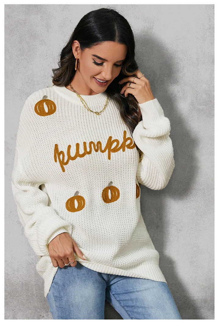 Pumpkin Graphic Knit Sweater - Image 10