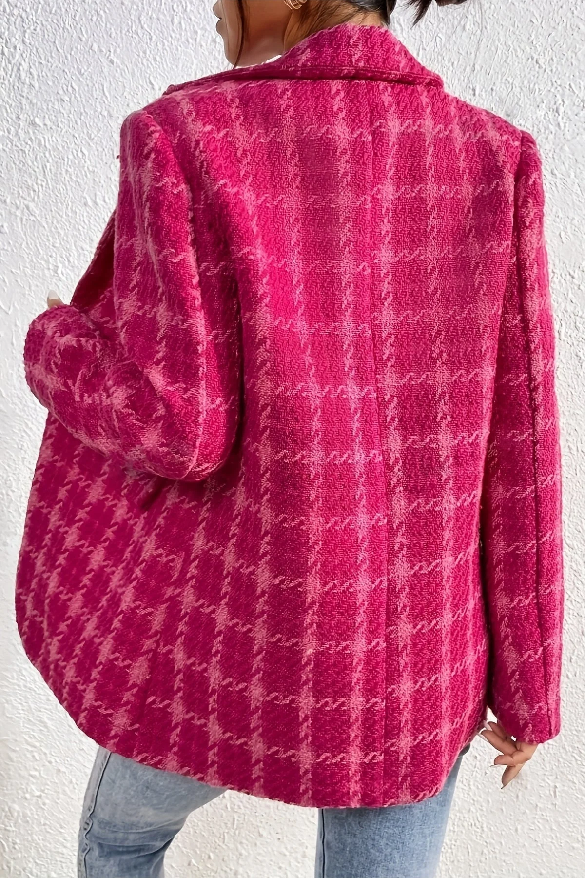 Red Plaid Elegant Blazer Coat - Image 5