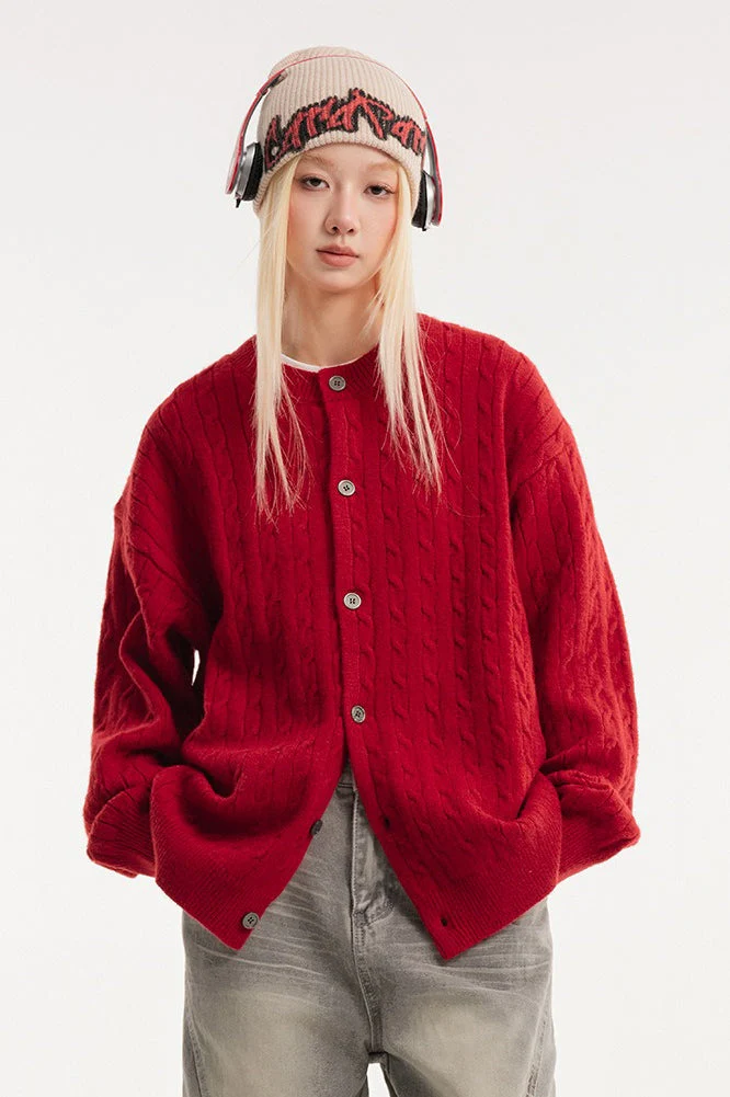 Relaxed Fit Cable Cardigan - Image 12