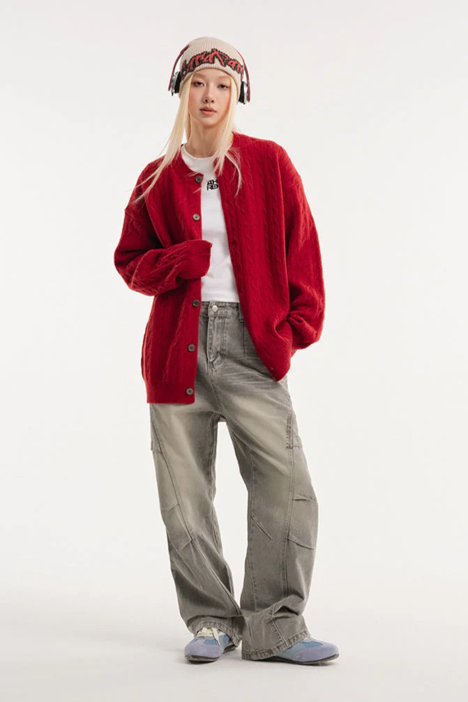 Relaxed Fit Cable Cardigan - Image 13