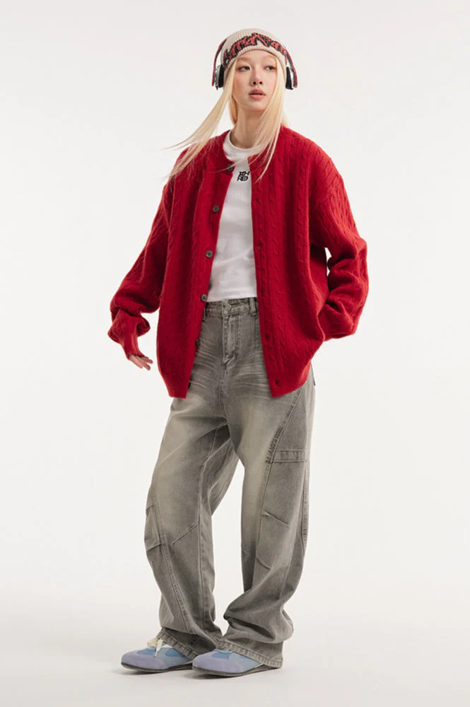 Relaxed Fit Cable Cardigan - Image 14