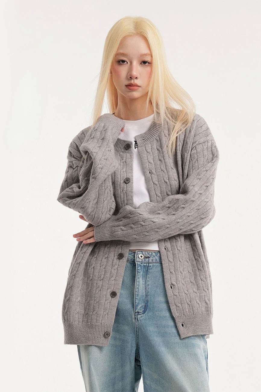 Relaxed Fit Cable Cardigan - Image 4