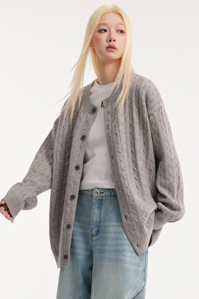 Relaxed Fit Cable Cardigan - Image 5