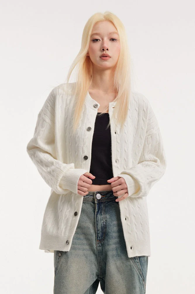 Relaxed Fit Cable Cardigan - Image 8
