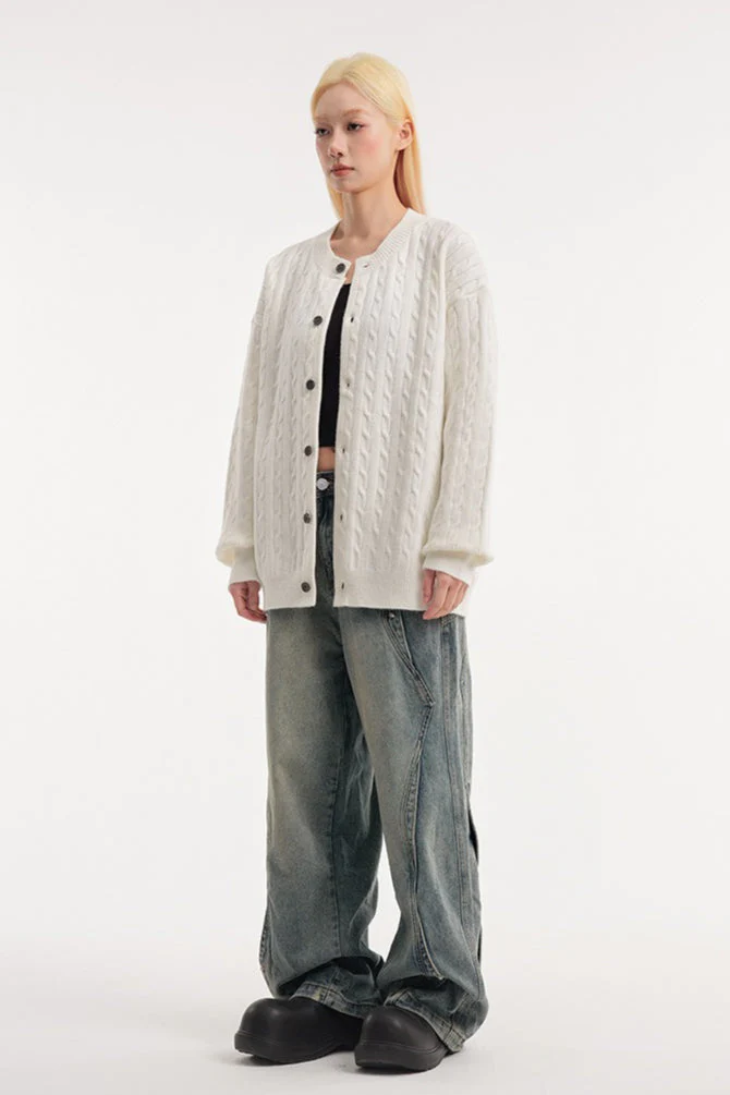 Relaxed Fit Cable Cardigan - Image 9