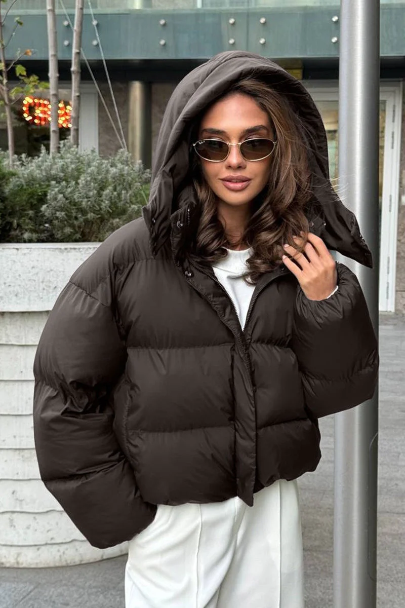 Relaxed Fit Cropped Hooded Puffer Jacket - Image 10