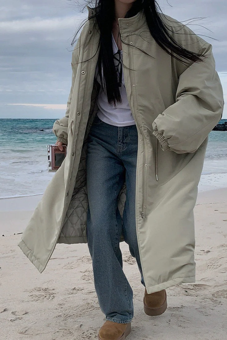 Relaxed Fit Longline Puffer Jacket - Image 3