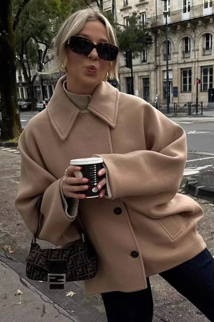 Relaxed Fit Short Wool Blend Jacket - Image 10