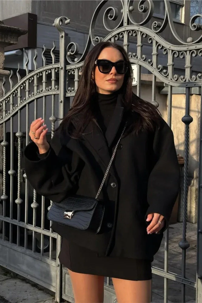 Relaxed Fit Short Wool Blend Jacket - Image 2