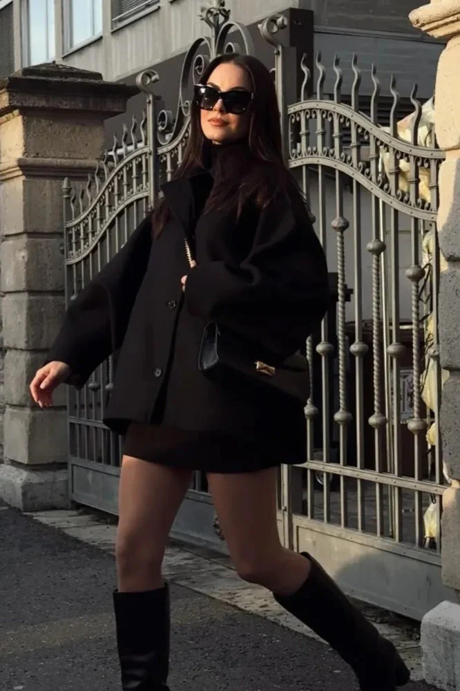 Relaxed Fit Short Wool Blend Jacket - Image 3