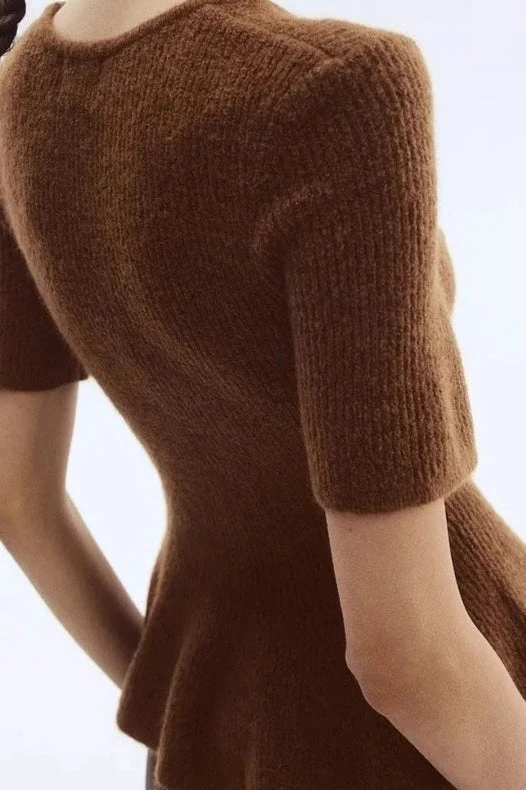 Relaxed Hem Detail Ribbed Knit Top - Image 3