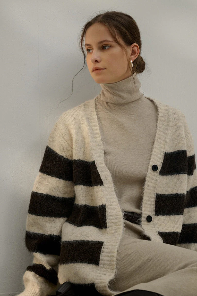 Relaxed Stripe Knit Cardigan - Image 2