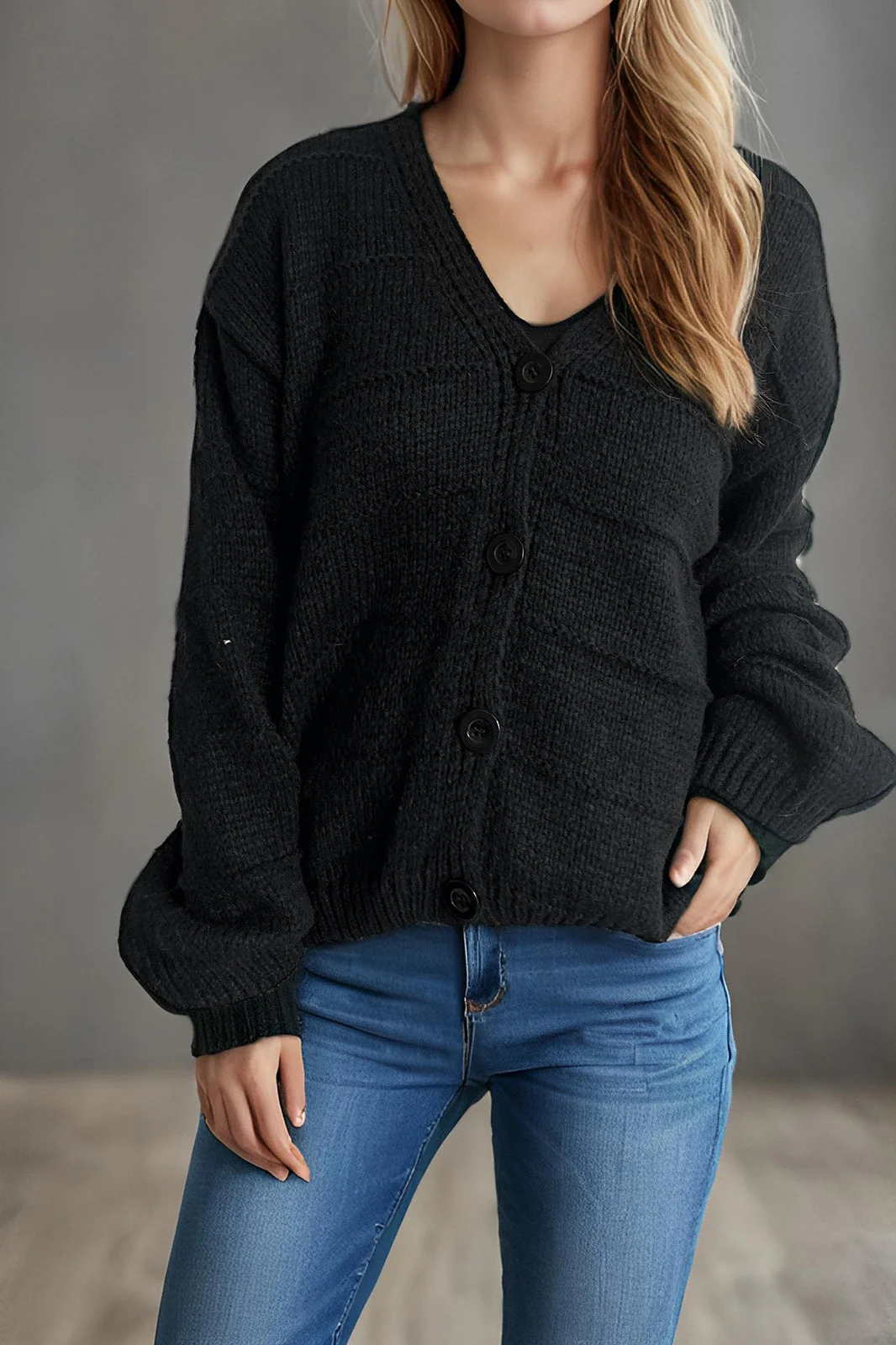 Relaxed V-Neck Cardigan - Image 6