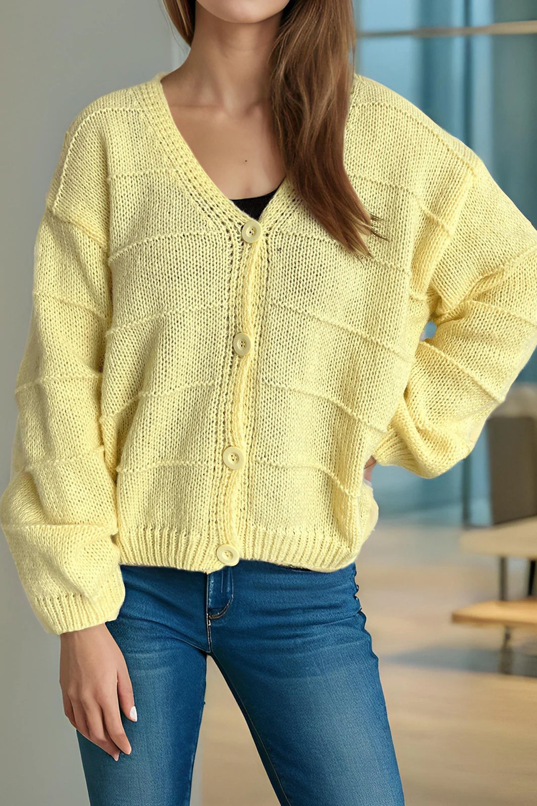 Relaxed V-Neck Cardigan - Image 8
