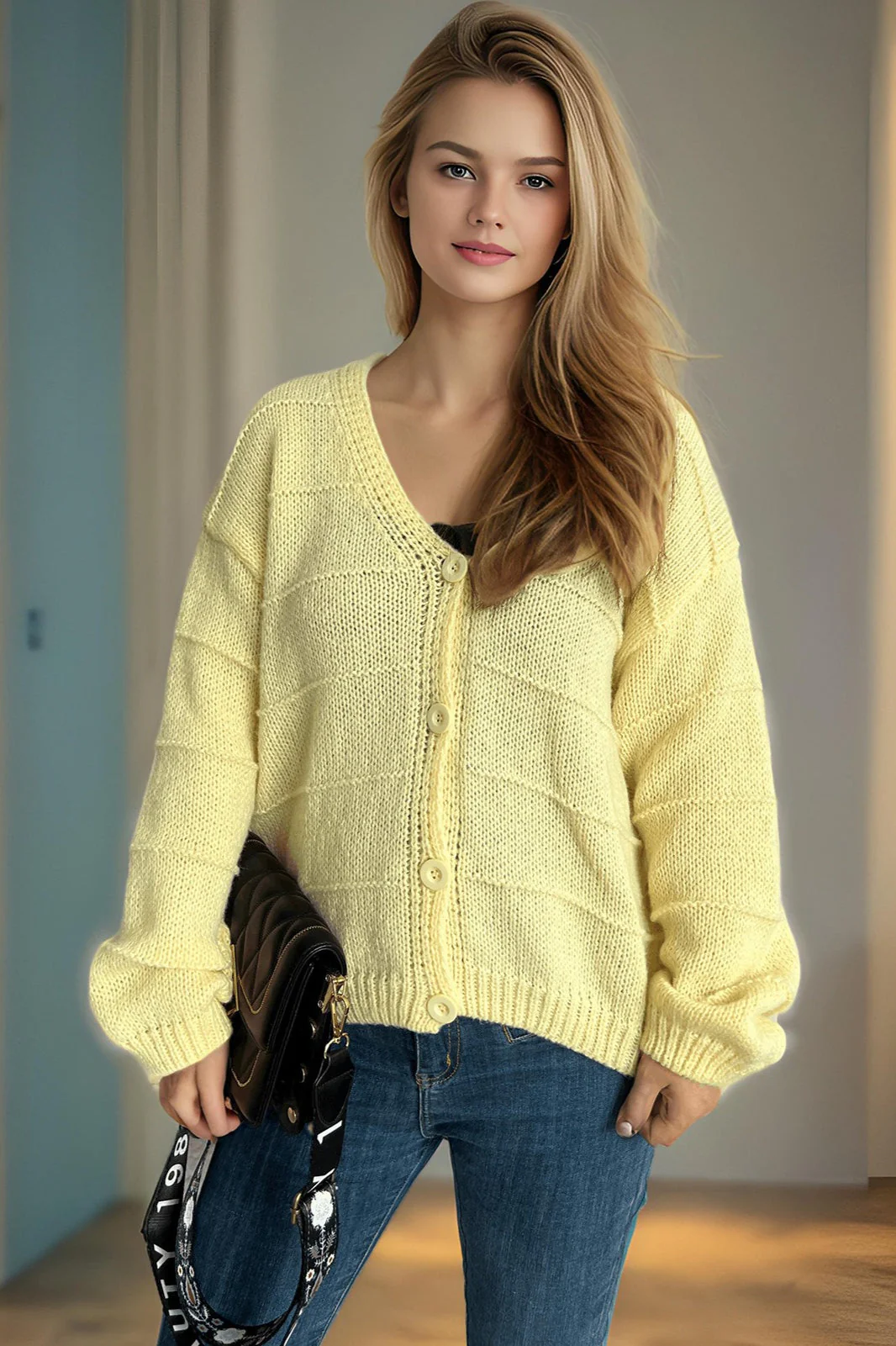 Relaxed V-Neck Cardigan - Image 9