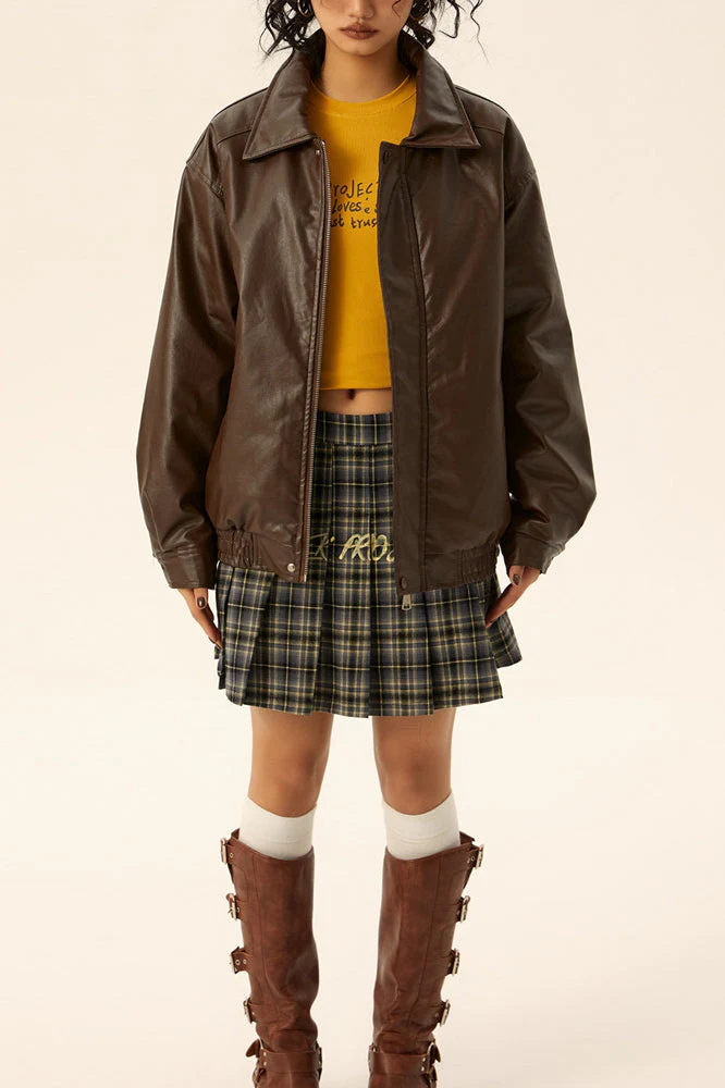 Retro Loose Fit Moto Jacket - Image 2