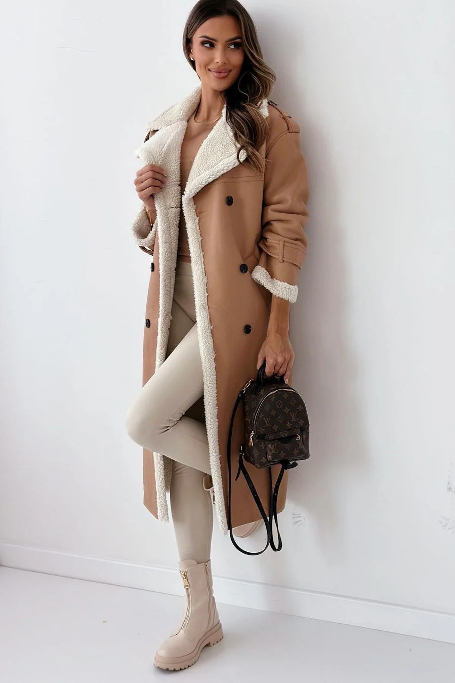 Reversible Fleece Stand Collar Coat - Image 10