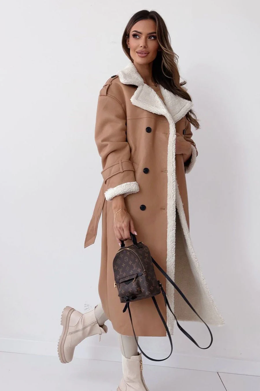 Reversible Fleece Stand Collar Coat - Image 8