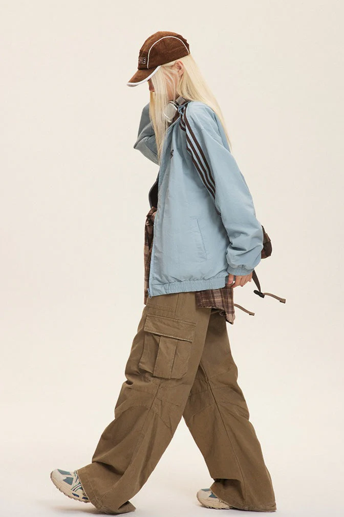 Reversible Stand Collar Colorblock Jacket - Image 11