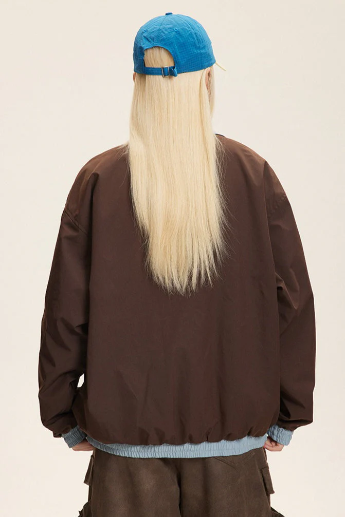 Reversible Stand Collar Colorblock Jacket - Image 4