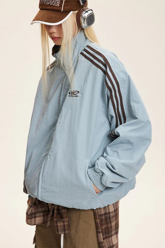 Reversible Stand Collar Colorblock Jacket - Image 8