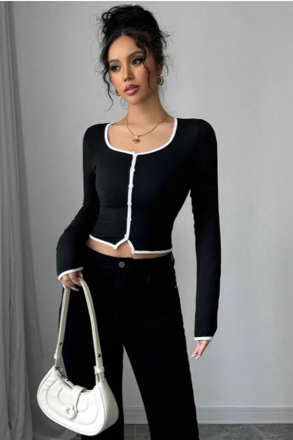Ribbed Cropped Knit Top - Image 2
