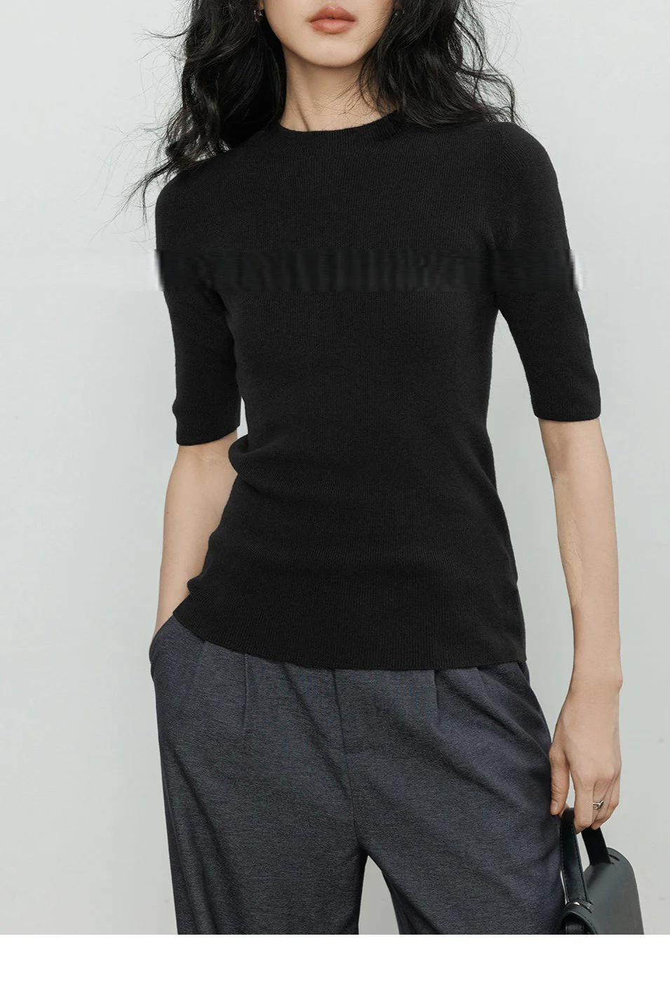 Ribbed Merino Cap Sleeve Knit Top - Image 2