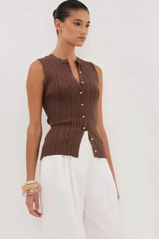 Ribbed Sleeveless Knit Cardigan - Image 4
