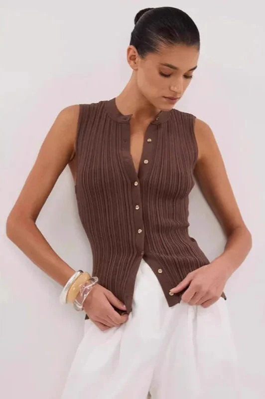 Ribbed Sleeveless Knit Cardigan - Image 6