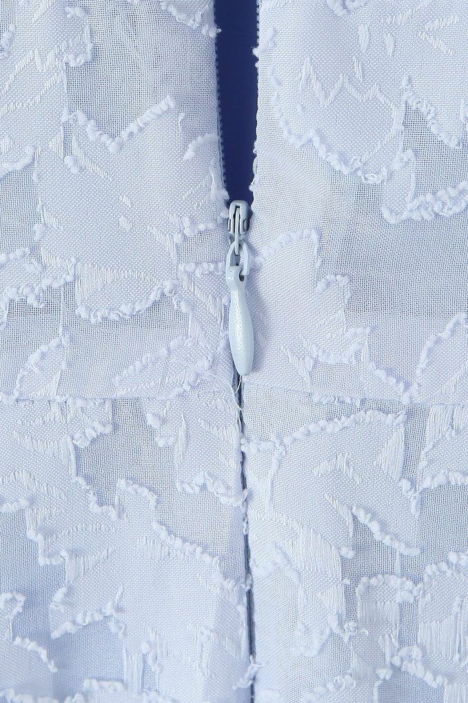 Romantic Blue Halter Jacquard Party Dress - Image 5