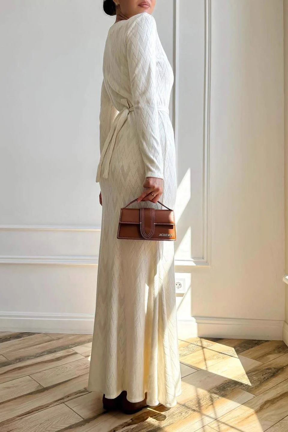 Round Neck Buttoned Sweater Dress - Image 3