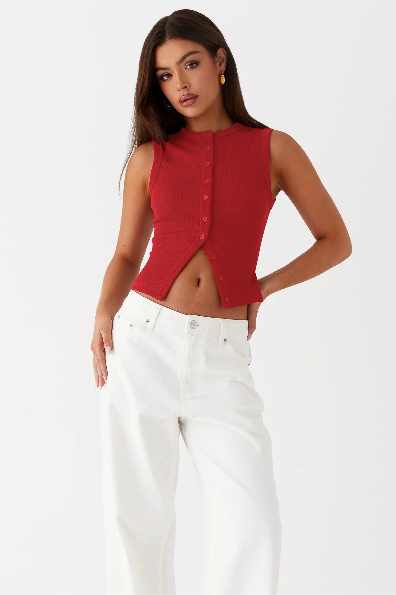 Round Neck Sleeveless Knit Top - Image 8