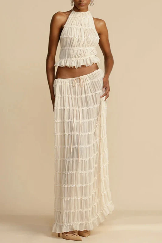 Ruched Halter Cami & Maxi Skirt Boho Dress - Image 14