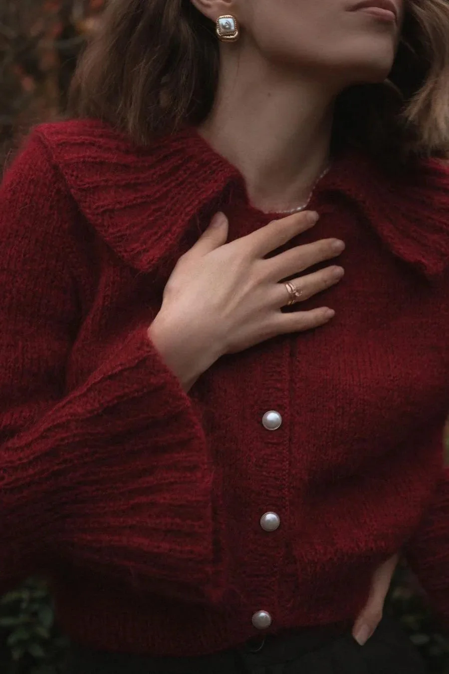Ruffled Collar Flare Sleeve Knit Sweater - Image 9