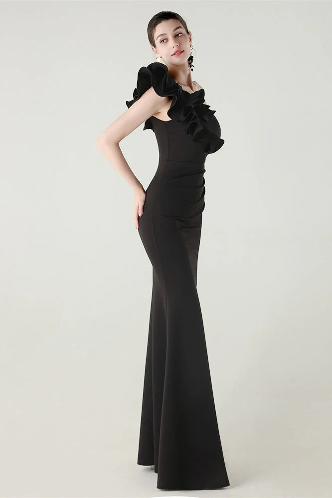 Ruffled Floral One Shoulder Satin Party Dress - Image 11