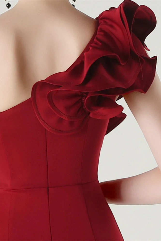 Ruffled Floral One Shoulder Satin Party Dress - Image 22
