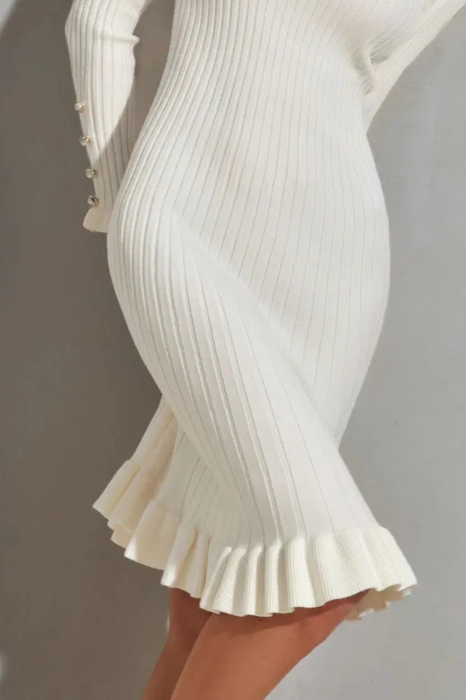 Ruffled Hem Knit Sweater Dress - Image 7