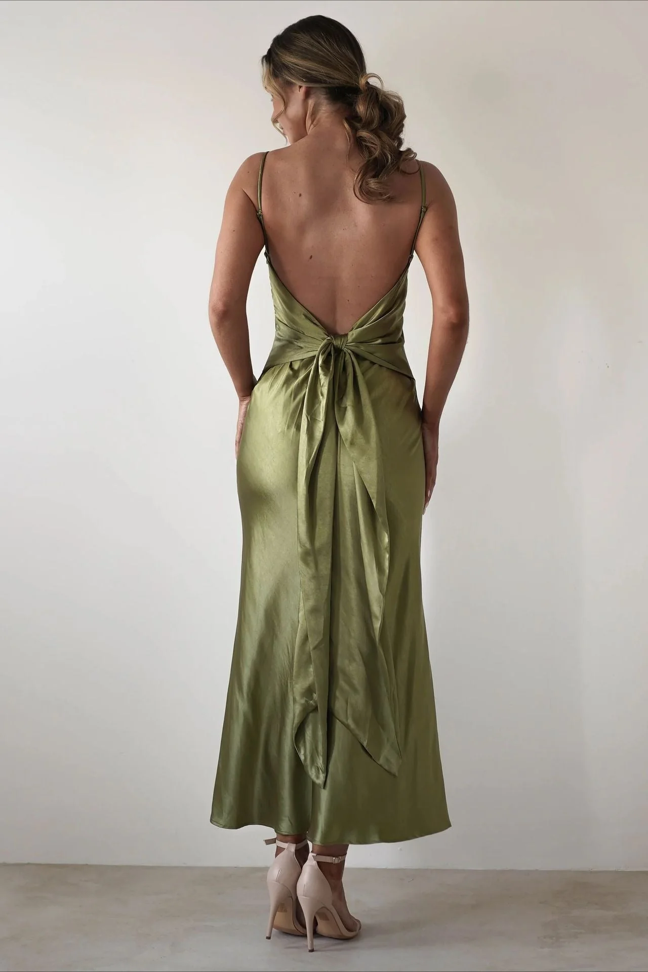 Satin Backless Tie Party Dress - Image 16