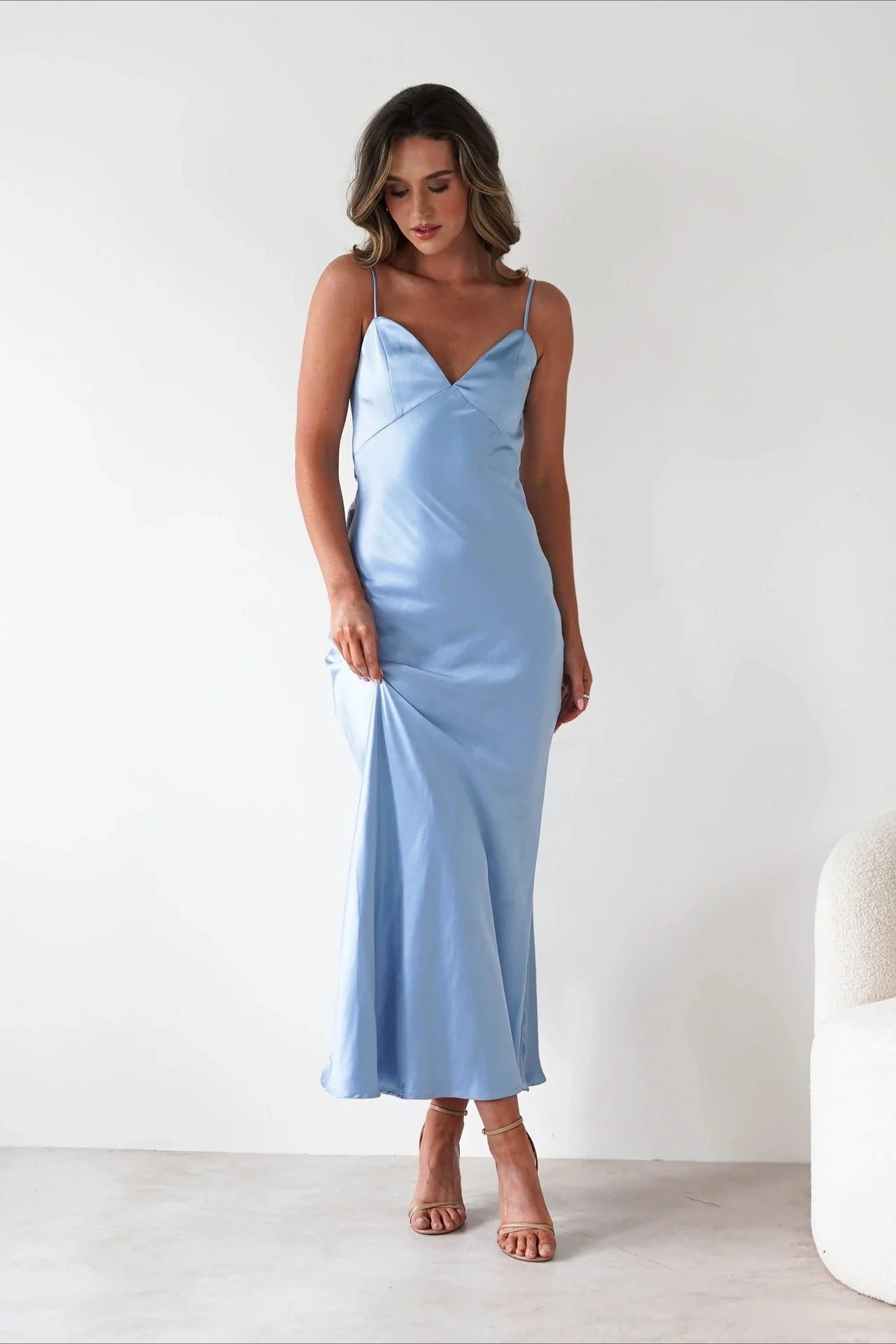 Satin Backless Tie Party Dress - Image 2