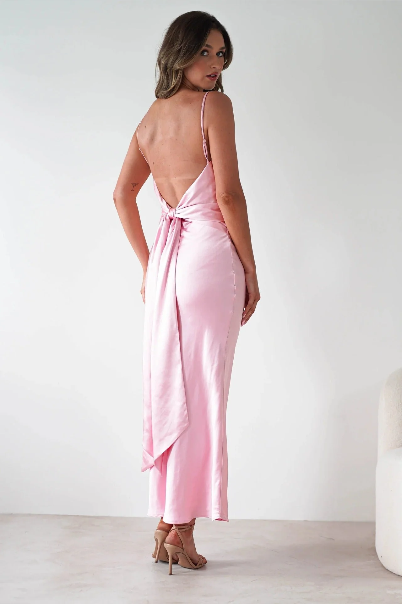 Satin Backless Tie Party Dress - Image 21