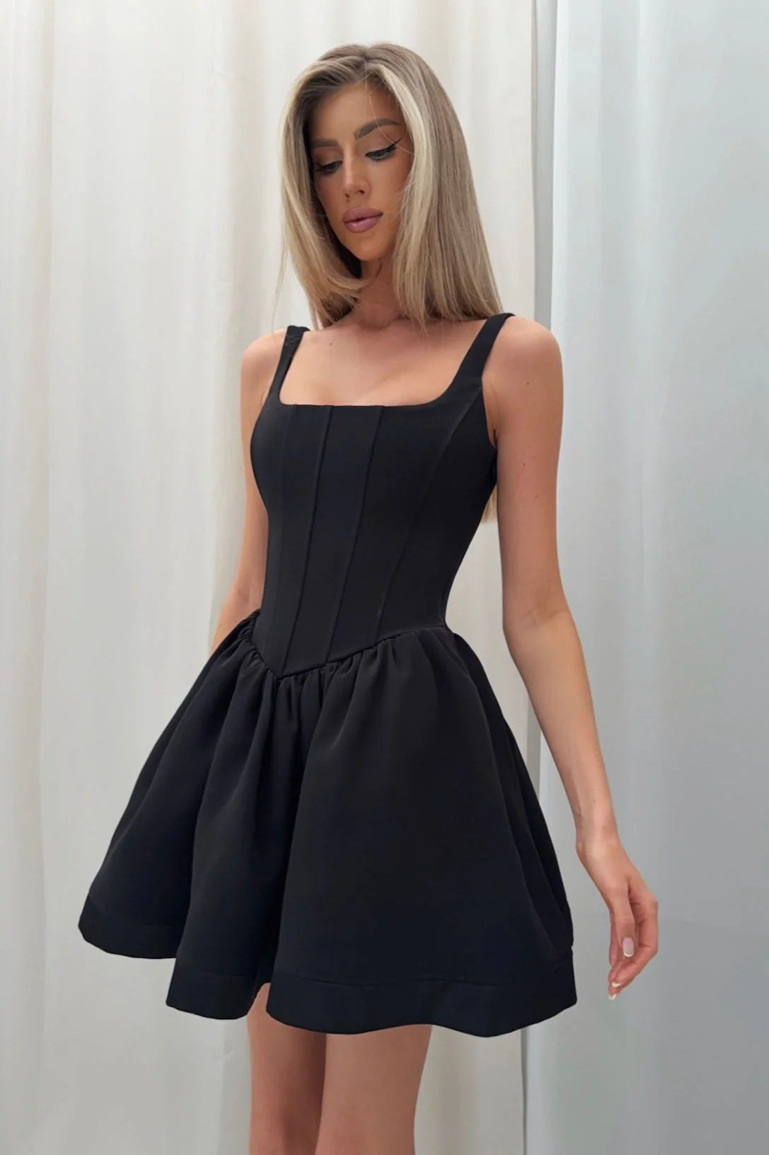 Satin Corset Puff Party Dress - Image 10